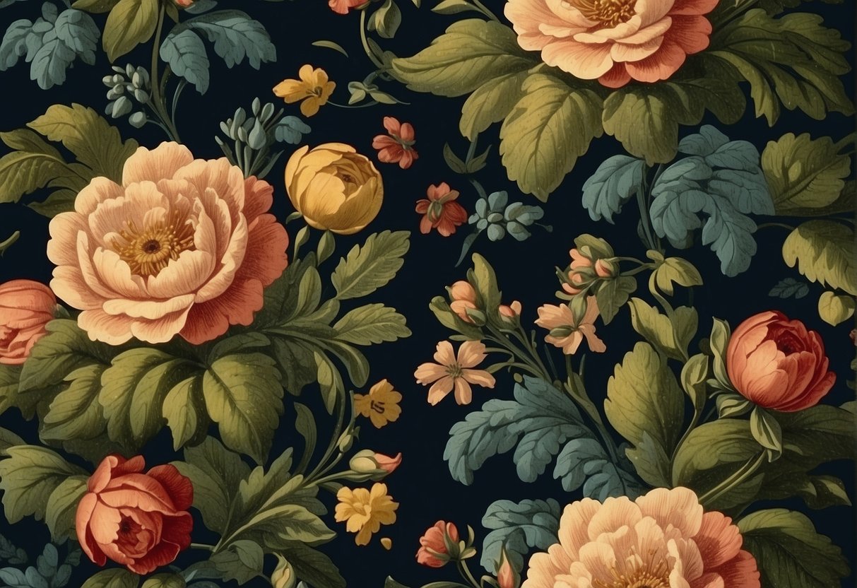 Victorian floral designs feature intricate patterns, delicate petals, and rich colors. The era's emphasis on nature and romanticism influenced the use of flowers in art and decor