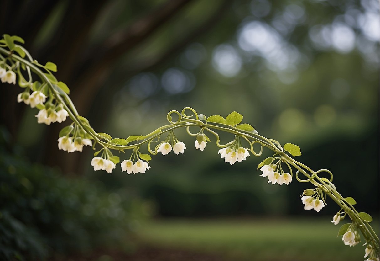 A graceful, flowing line curves and loops, mimicking the natural shape of a vine or flower stem, creating the elegant Hogarth Curve in floral design