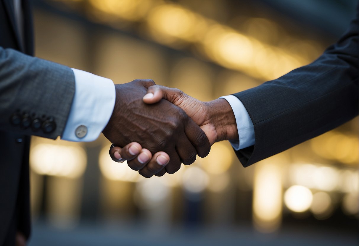 A handshake between a UK company and an ethical private equity firm, symbolizing their future business partnership