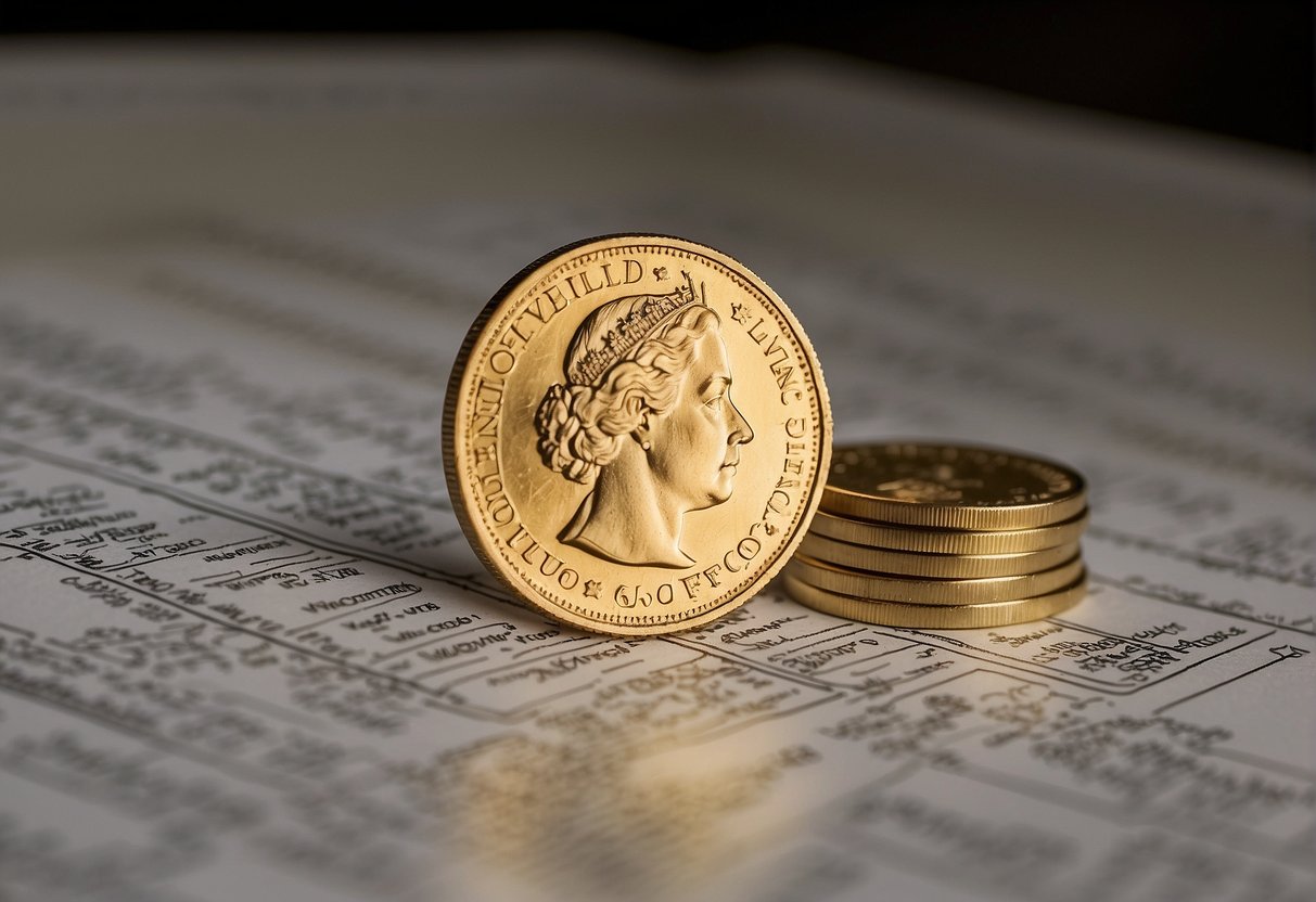 A gold quarter lies on a table, surrounded by fluctuating price charts and economic data. Its value is uncertain, reflecting the impact of economic factors