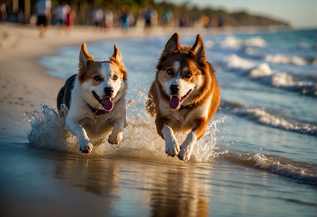 dogs frolic on dog friendly florida beaches