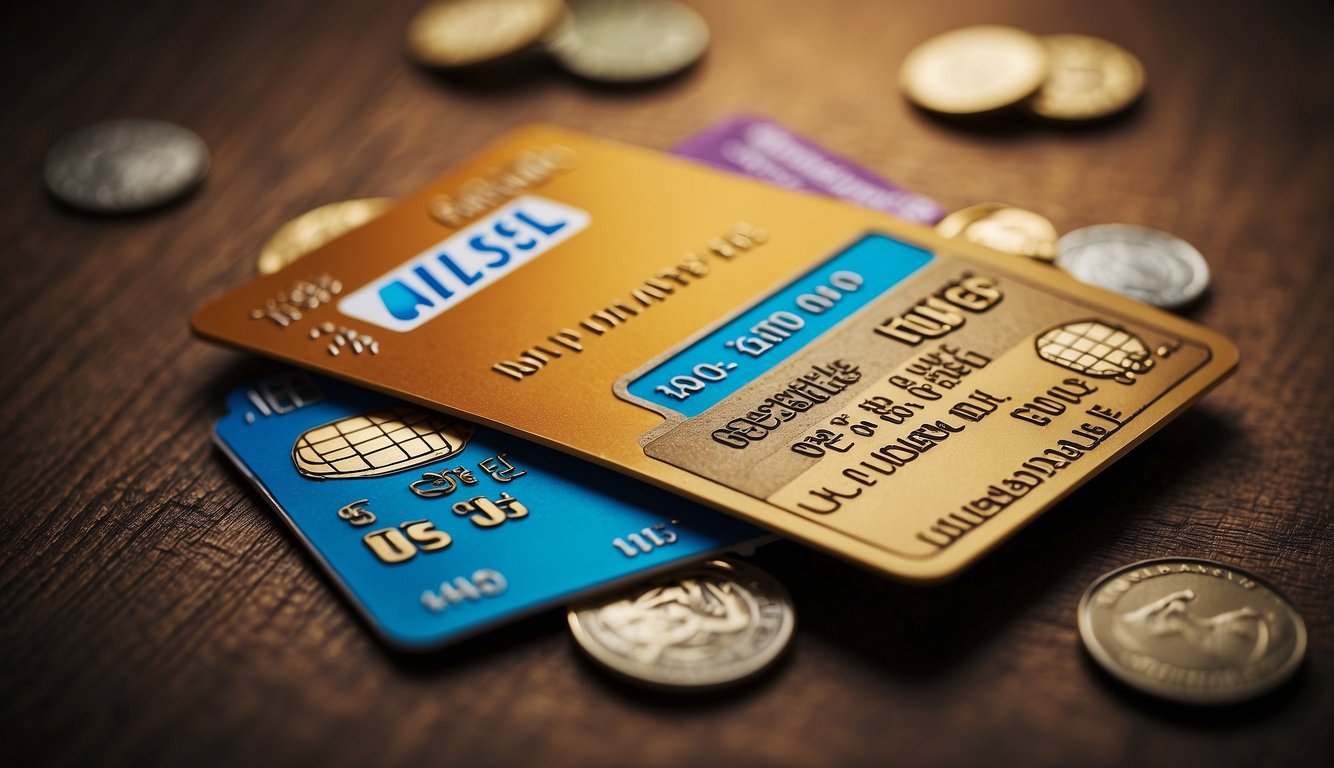 A credit card surrounded by travel-related icons, with text highlighting "best card for miles" and "top benefits" to convey the concept of understanding fees and charges for earning miles