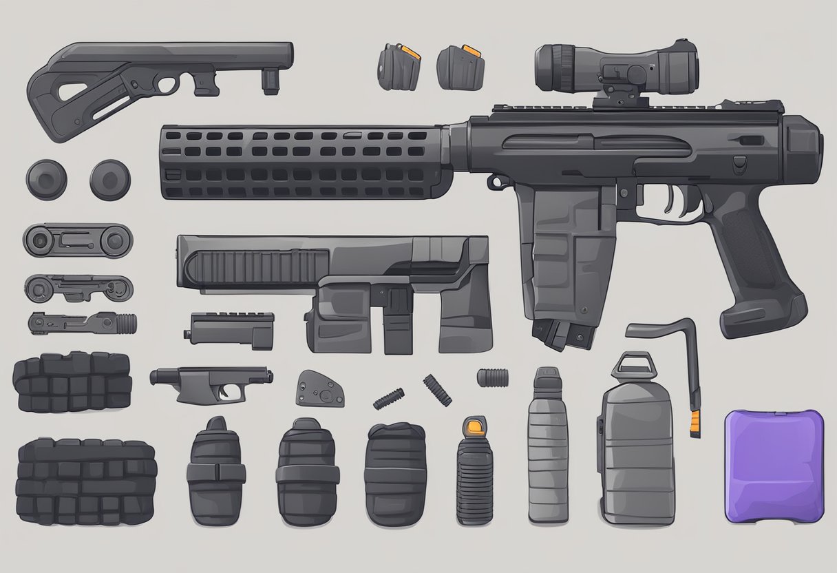 A person selects airsoft guns and protective gear for demolition airsoft game