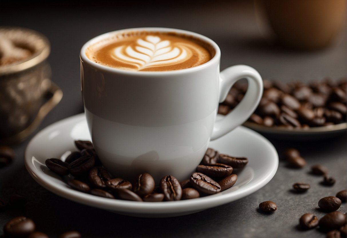 A steaming cup of flat white sits next to a rich, aromatic Turkish coffee. The contrasting colors and textures create a visually stimulating scene