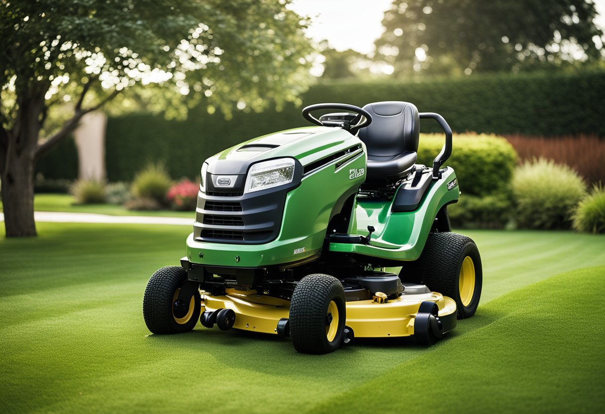 A zero turn mower cutting grass with precision, leaving a clean and manicured lawn behind