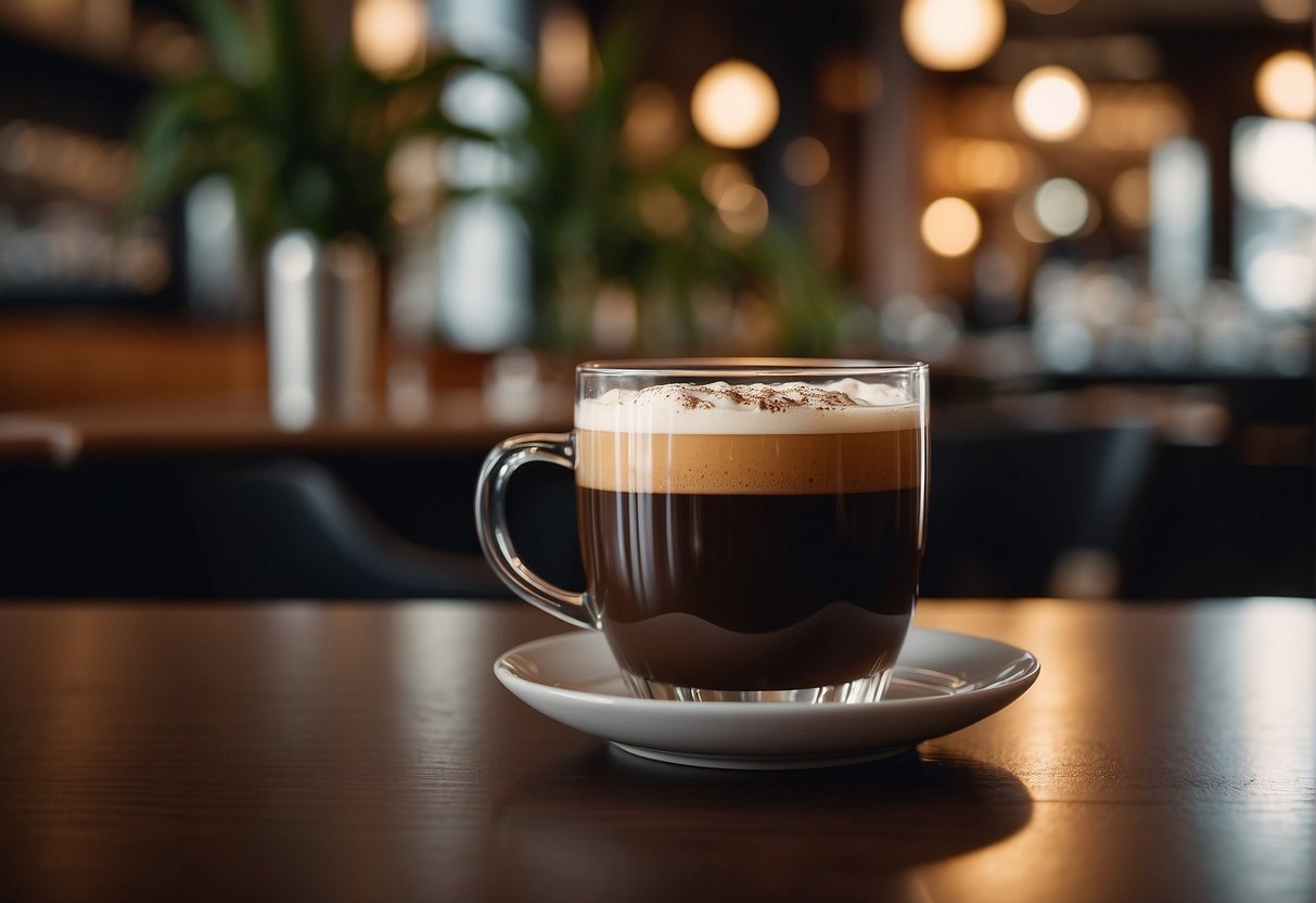 A steaming cup of mocha and a frothy glass of nitro cold brew sit side by side, exuding their rich aromas in a cozy cafe setting