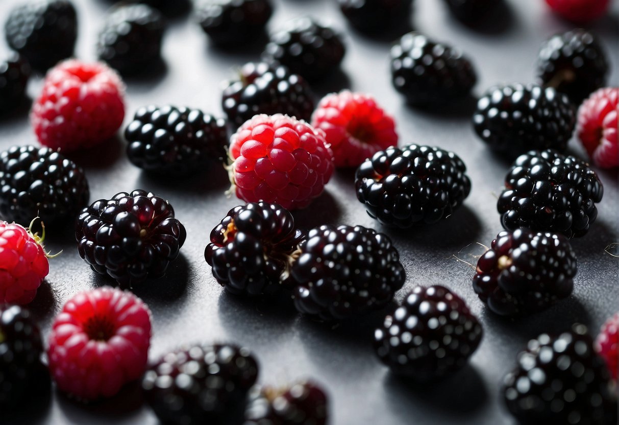 Ripe blackberries placed on a baking sheet, individually spaced, then frozen until solid