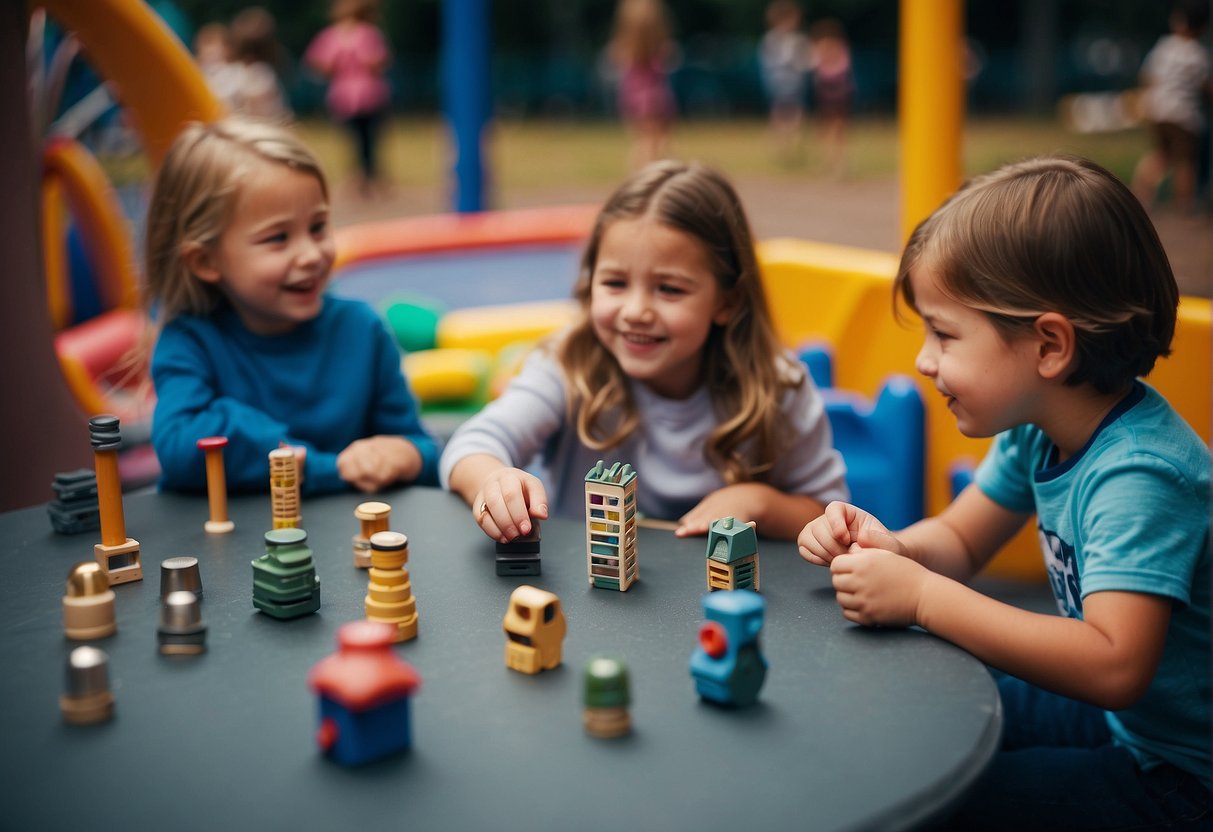 Children engage in interactive activities at a Seattle playground, exploring science exhibits and playing with hands-on educational toys