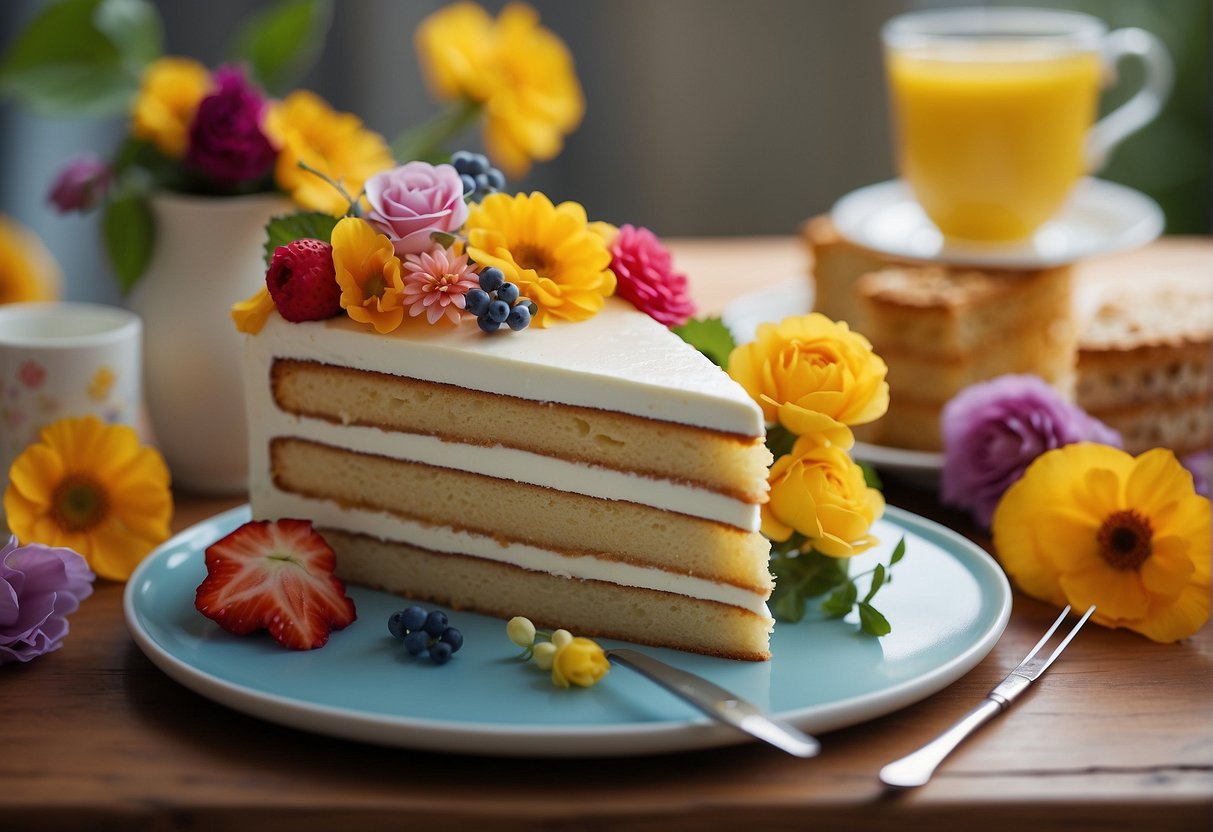 A table with a variety of interactive elements belle cake ideas, including edible flowers, colorful frosting, and decorative piping tools