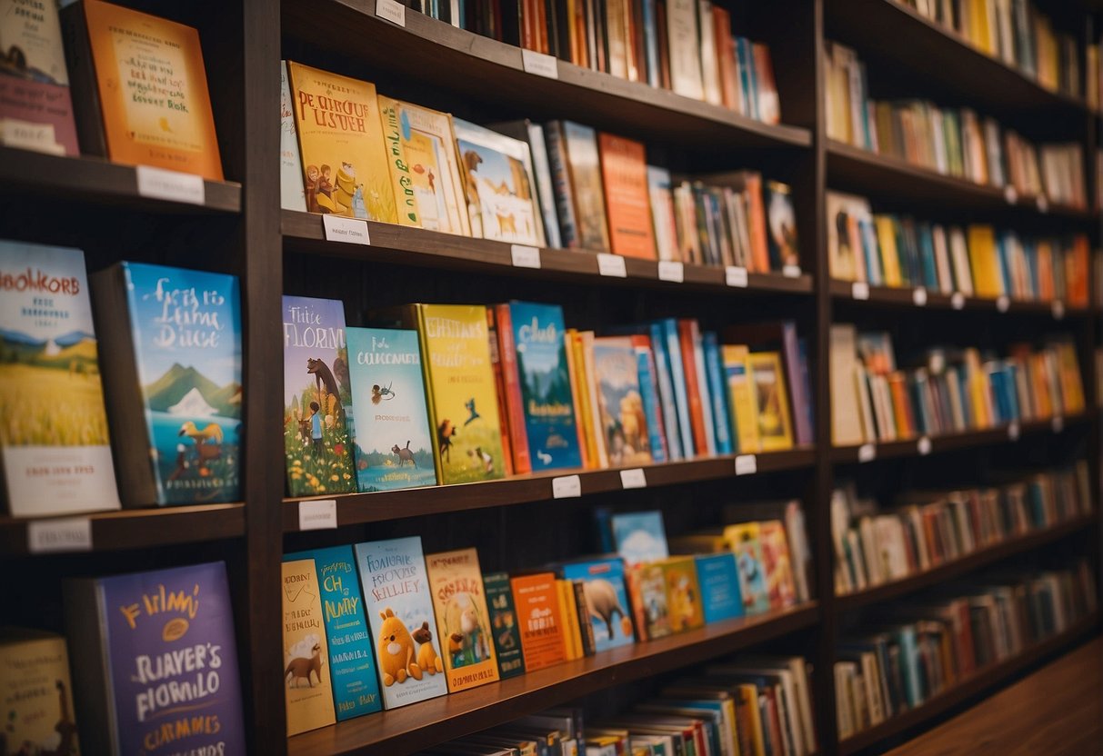 A colorful array of children's books lines the shelves of a cozy bookstore in Seattle, inviting young readers to explore and discover new stories