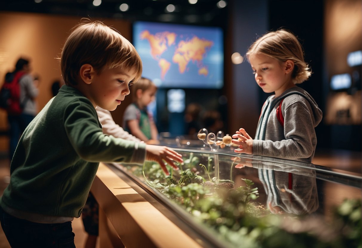Children explore interactive exhibits in a Chicago museum, learning through hands-on experiences and educational displays