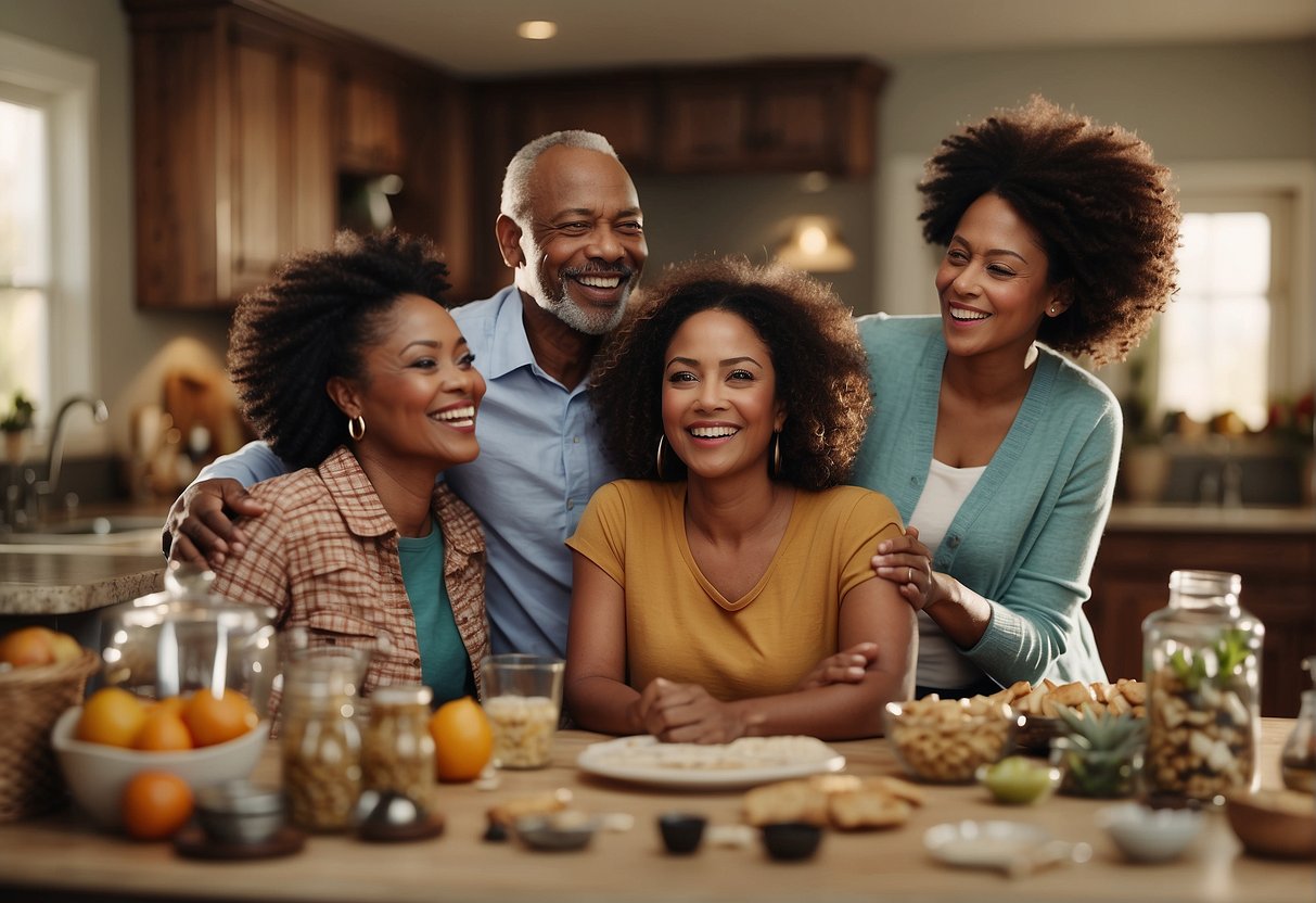 An African American family celebrates early retirement, surrounded by financial independence tools and resources