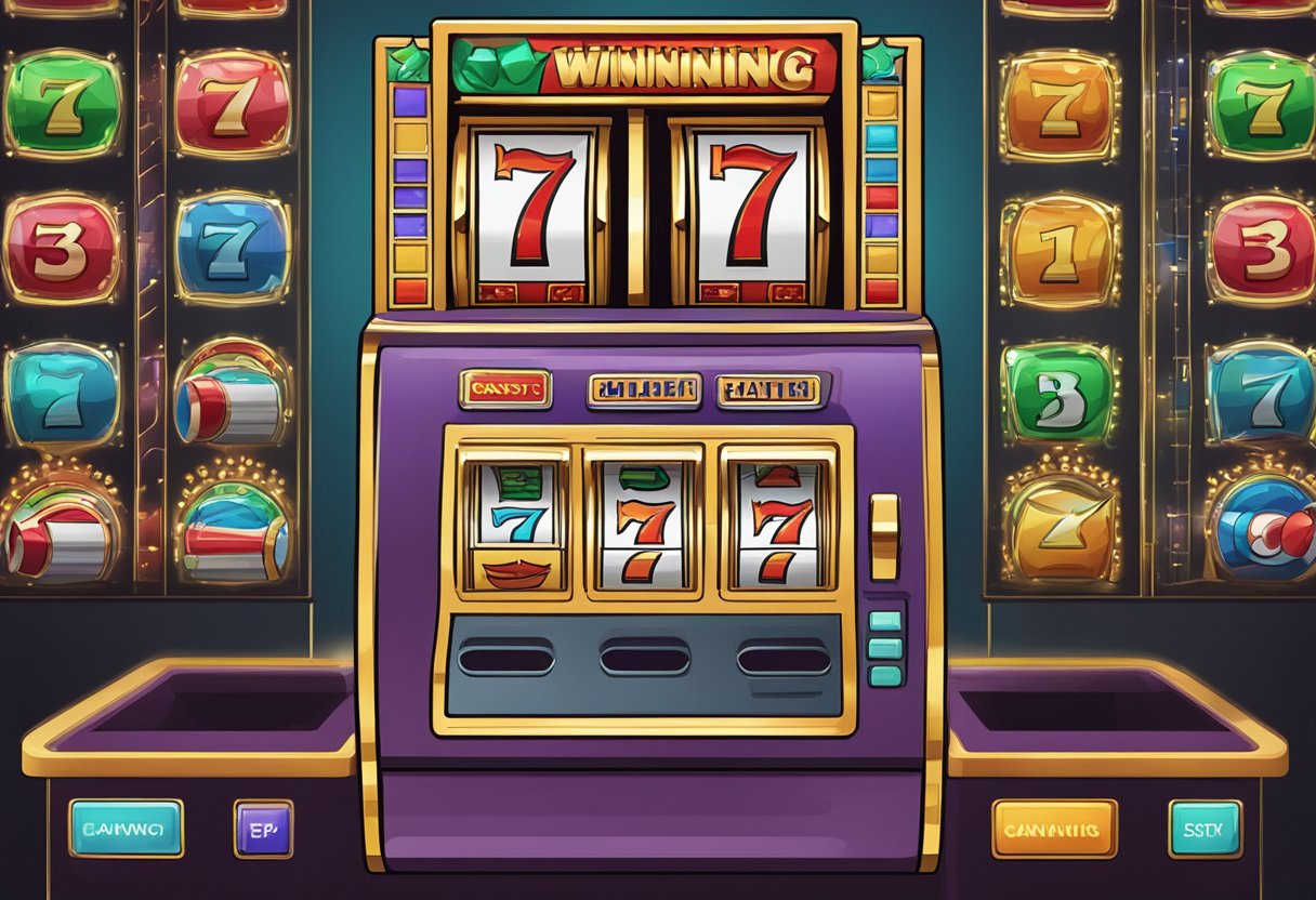 A slot machine with 7 tips for winning online slots, featuring a pattern of winning combinations