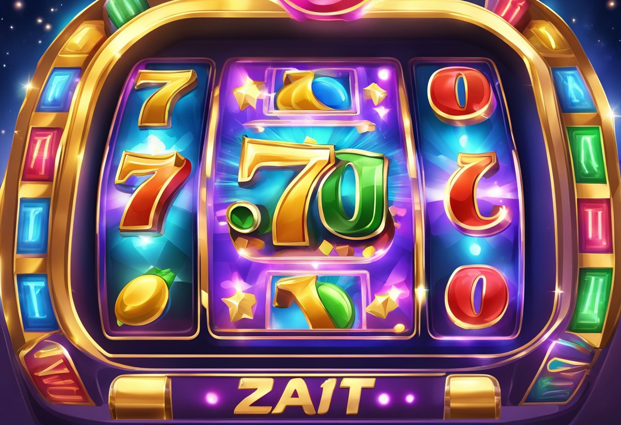 A vibrant online slot machine with 7 tips for winning, surrounded by a glistening pattern