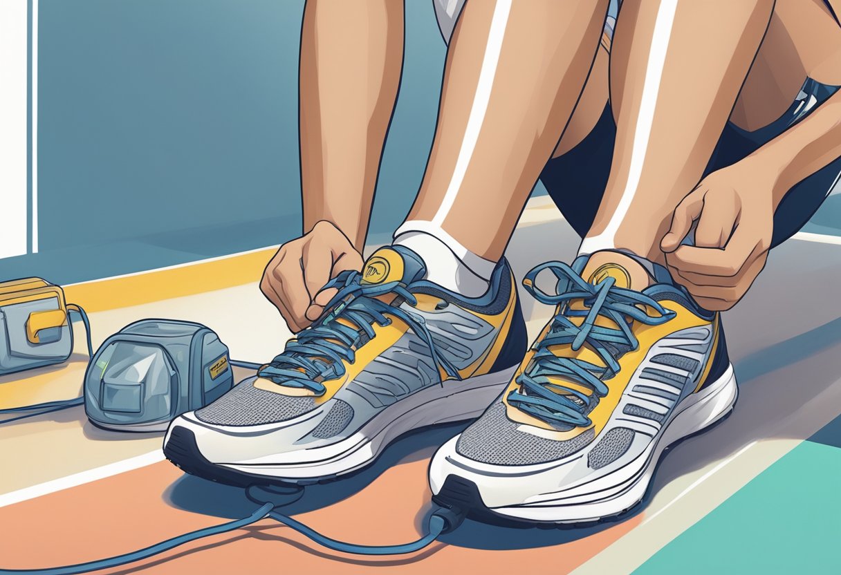 Runners lace up shoes, stretch, and hydrate before a 5-mile training run. Stopwatch and training plan visible