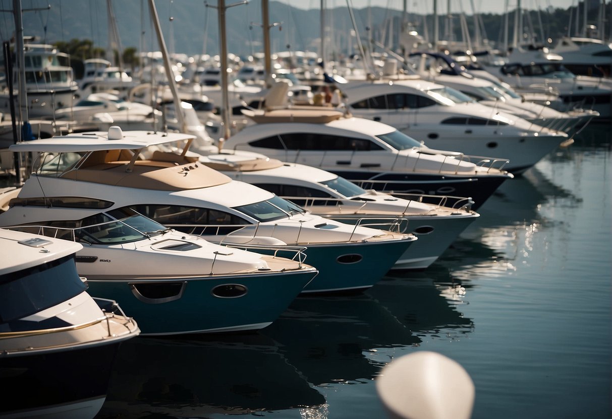 Arkos boats docked at a bustling harbor, surrounded by other vessels. Partnerships and collaborations logos displayed prominently on the boats' exteriors
