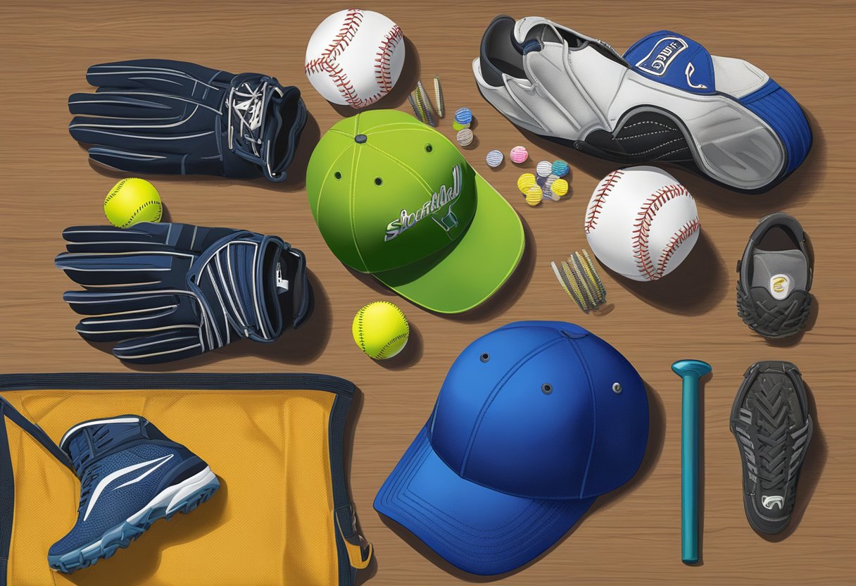 Softball gear laid out with acrylic nails nearby. Can they coexist?
