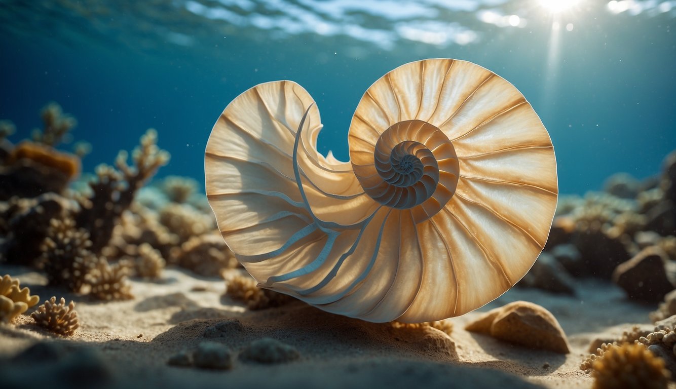 The paper nautilus drifts gracefully through the open ocean, its delicate shell shimmering in the sunlight.

Surrounding it, a diverse array of marine life thrives, showcasing the interconnectedness of this vibrant ecosystem