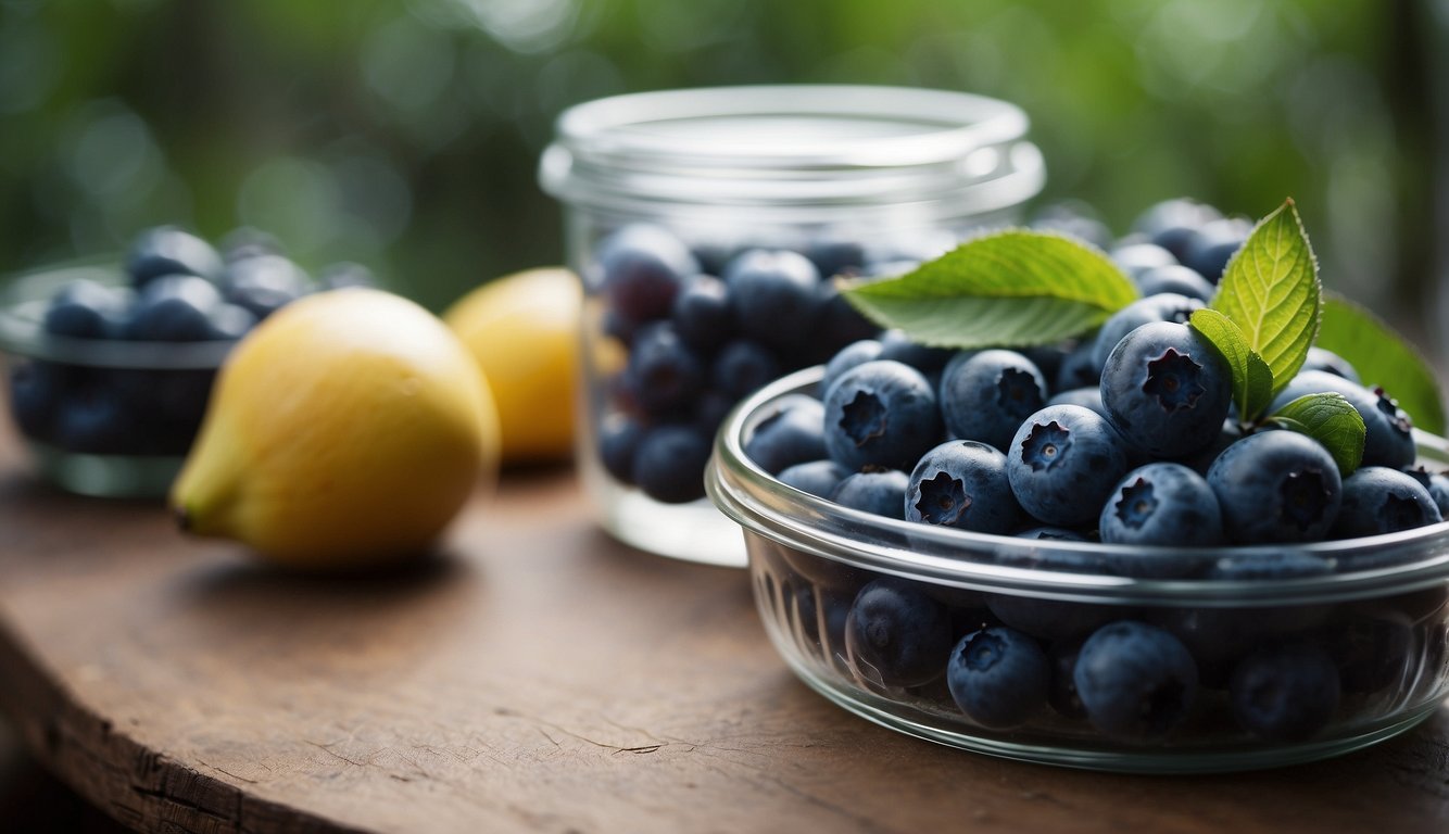 Ripe blueberries in a clear, airtight container with no signs of mold or mushiness