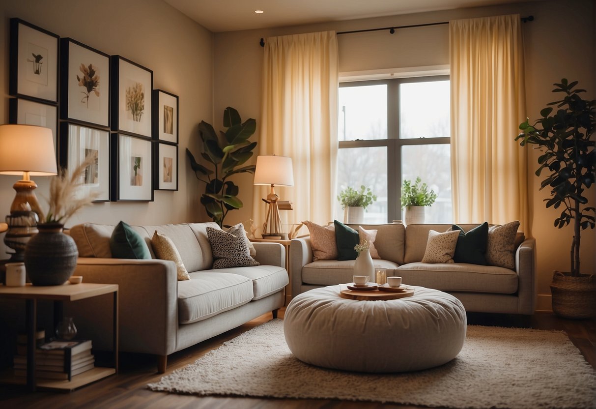 A cozy living room with a variety of different sofas to choose from. Warm lighting and decorative pillows add to the inviting atmosphere