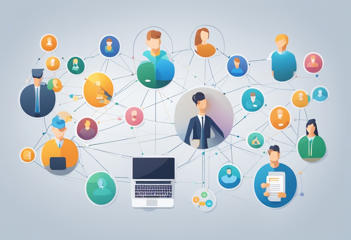 A network of interconnected persons and diffrent job oppurtunities.