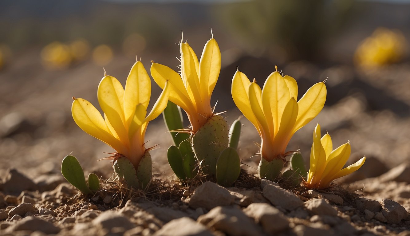 A Christmas cactus with yellow leaves surrounded by dry soil and lack of sunlight, with drooping stems and wilting flowers