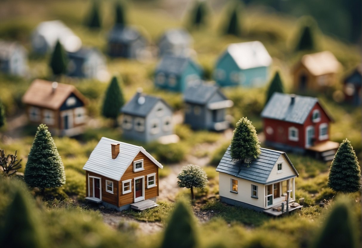 A variety of tiny homes surrounded by different types of landscapes, with a focus on the legal implications of building them on private property