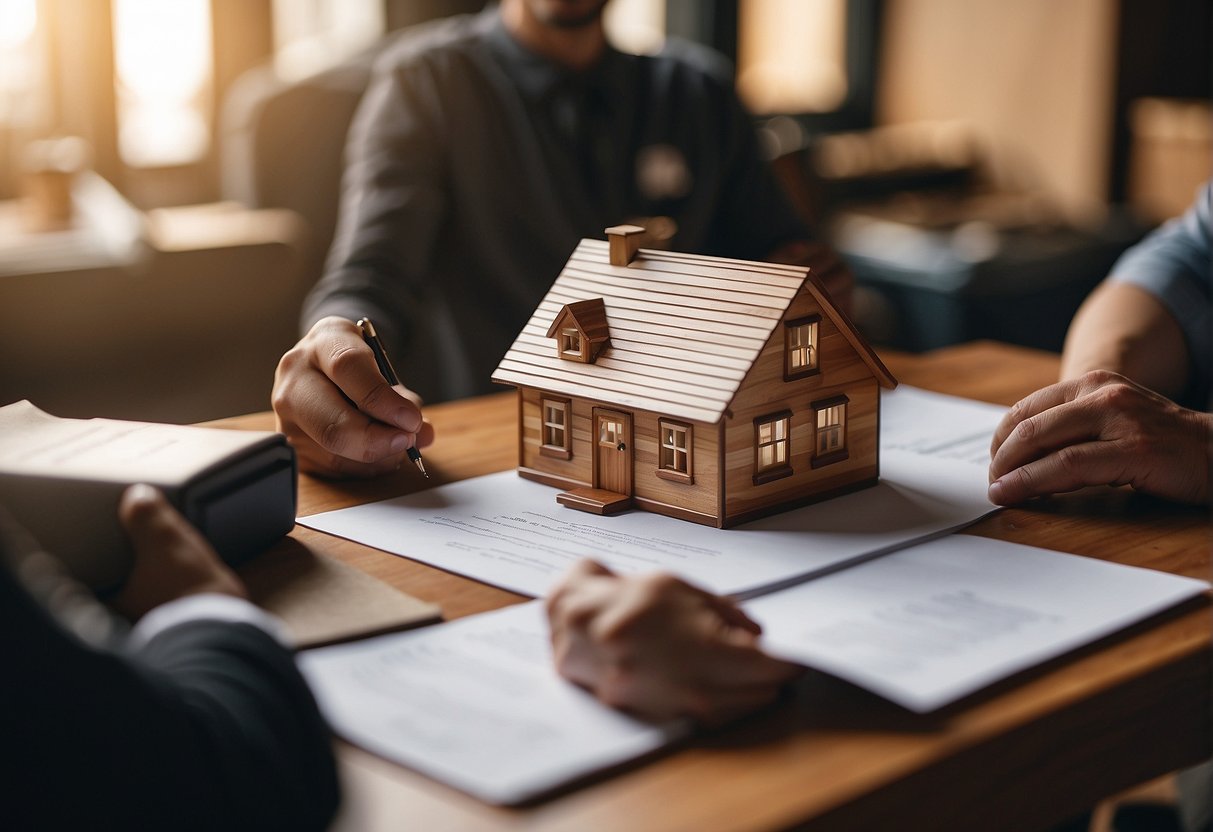 A person signing loan documents for a tiny house