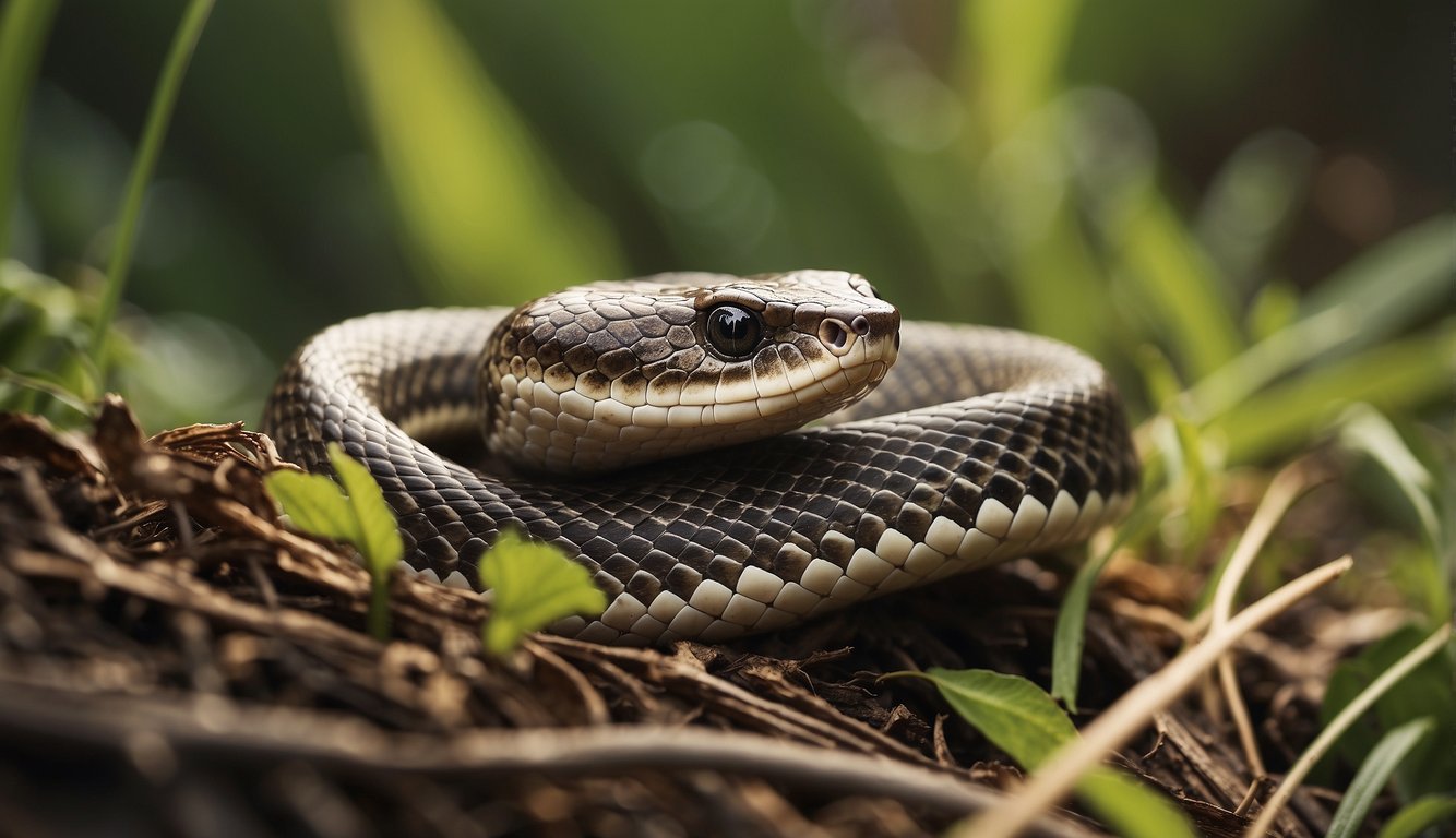 Snakes slither through a diverse ecosystem.

They coil around tree branches, glide through tall grass, and bask in the warm sun.

A variety of snake species are depicted, showcasing their different colors and patterns
