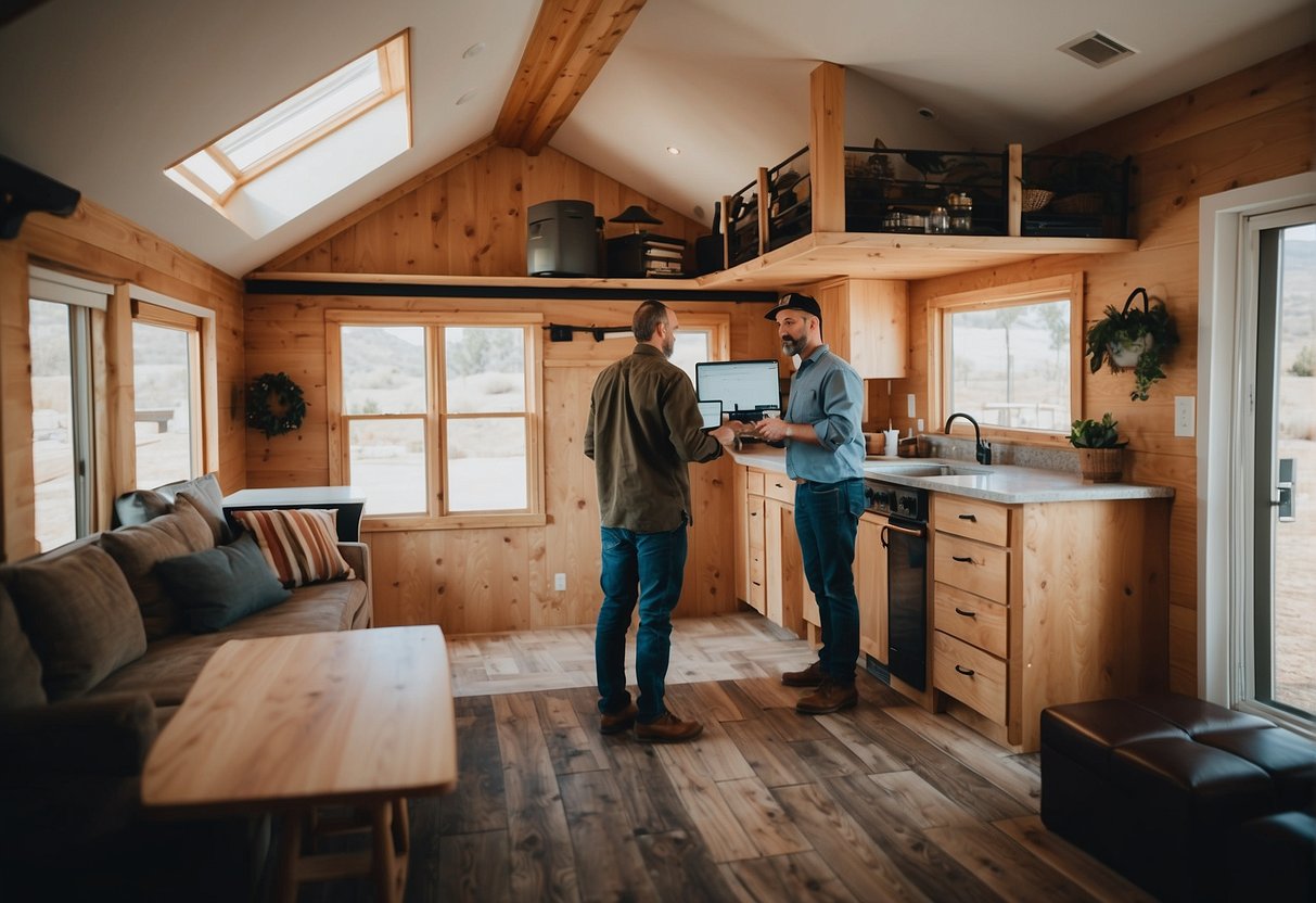 A person selects a tiny home builder in Arizona from a list of options