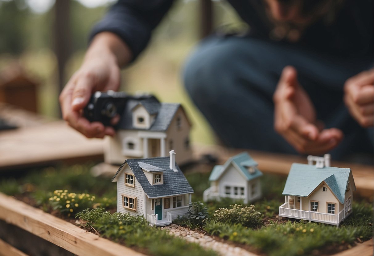 A person carefully examines and compares different tiny home builders in Austin, Texas, looking for the right one to hire