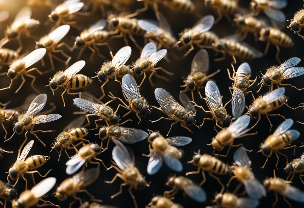 Flies swarm, symbolizing spiritual growth and transformation
