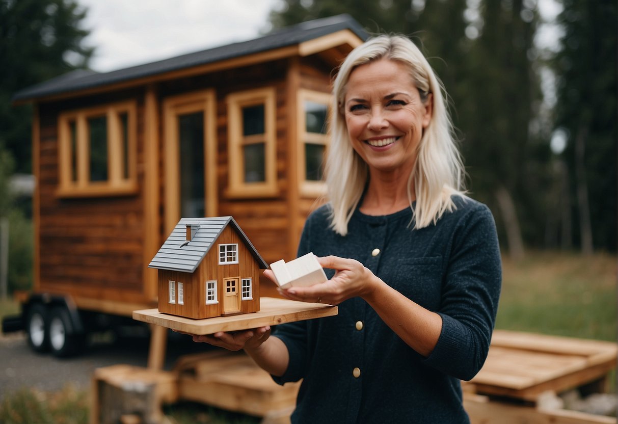 A person selects a tiny home builder from a lineup of options in British Columbia