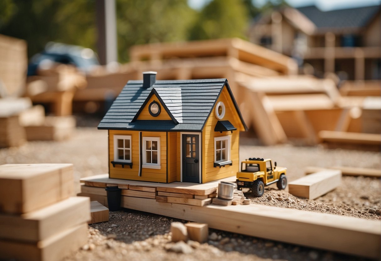 A sunny day in Boise, Idaho, with a cozy tiny home being constructed by the skilled builders of "Choosing the Right Builder."