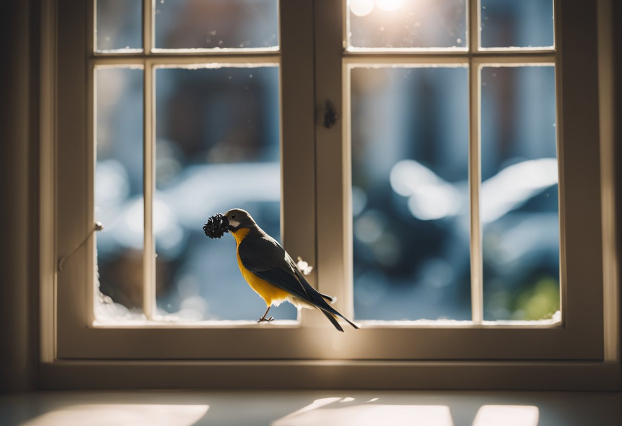 A bird crashes into a window, symbolizing a spiritual message or omen