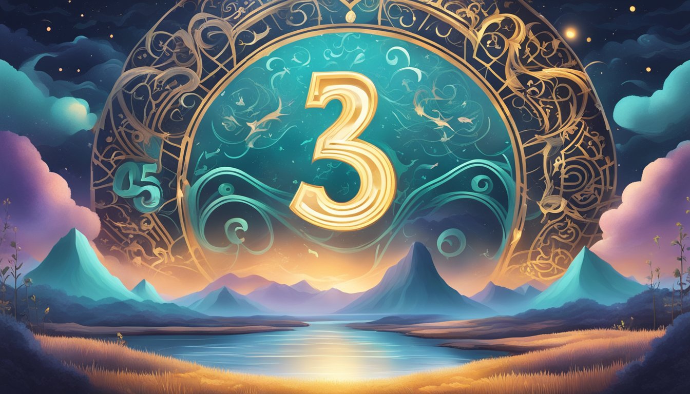 A mystical landscape with three prominent, glowing numbers "525" surrounded by swirling patterns and symbols