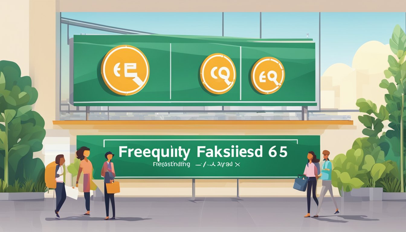 A large sign with "Frequently Asked Questions 654 Significado" displayed prominently