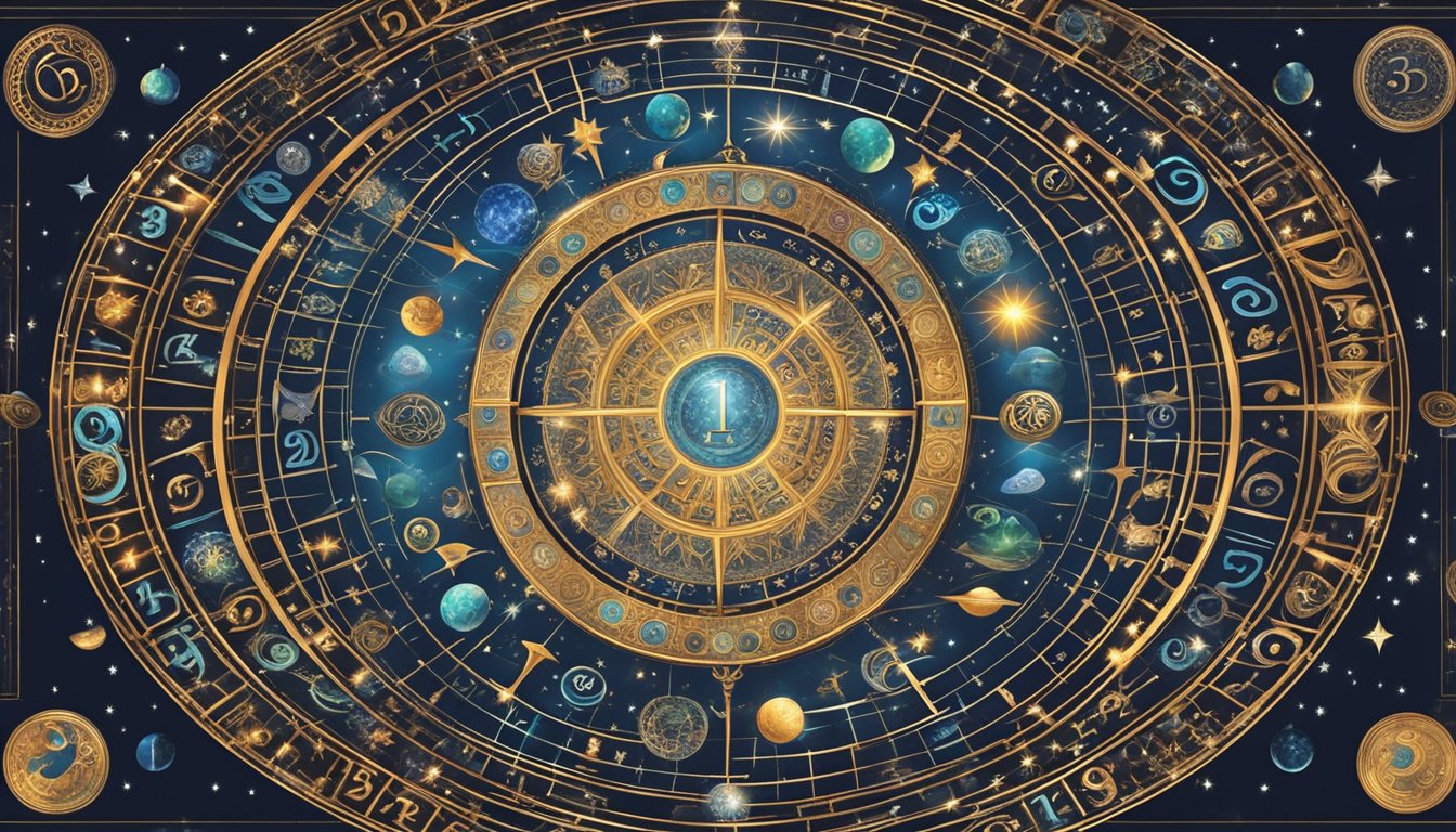 A mystical arrangement of repeating numbers, 3535, surrounded by celestial symbols and cosmic elements, evoking the enigmatic meaning of numerology