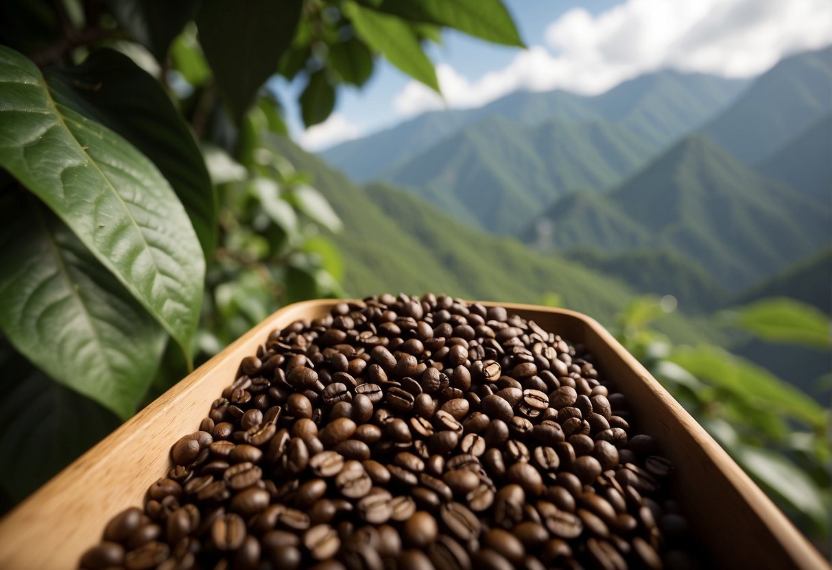 Coffee beans travel through lush mountains, across rivers, and past bustling cities. The brewing process considers environmental impact