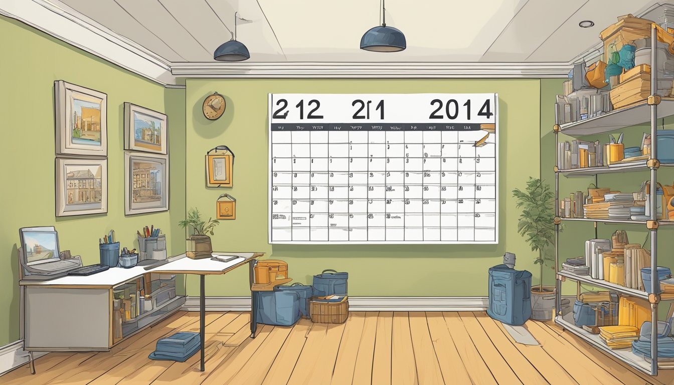 A calendar from 1441 hangs on a wall, surrounded by everyday objects.</p><p>The date holds significance in the daily routine, symbolizing its influence on daily life