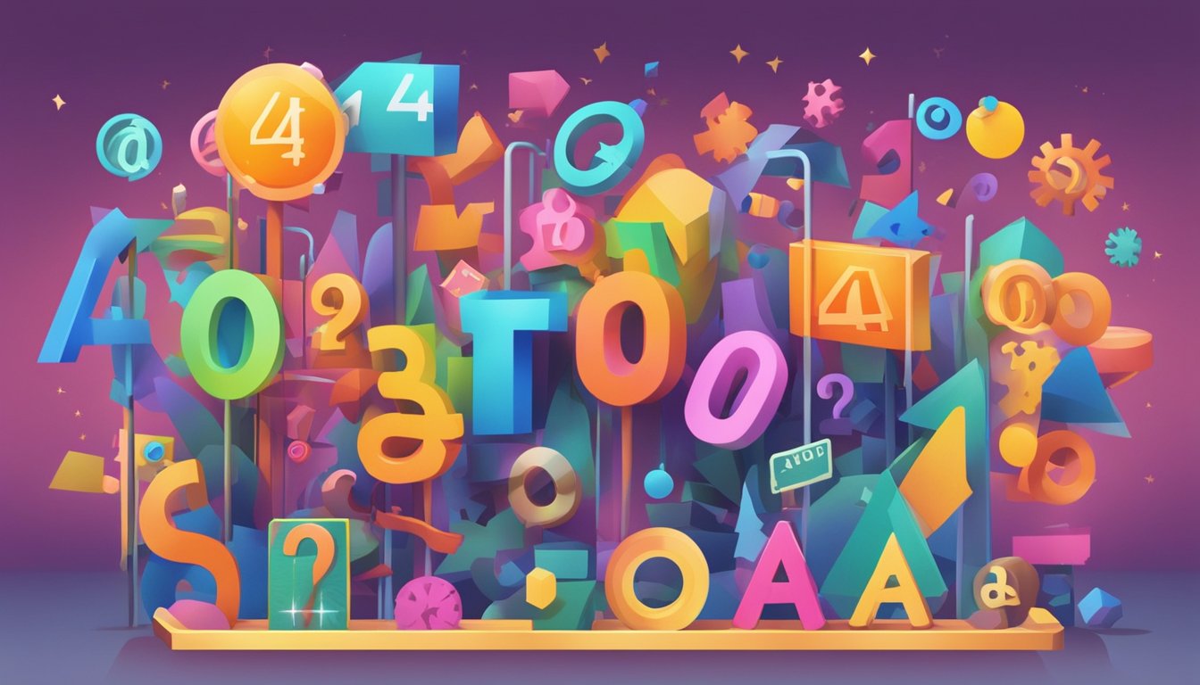 A bright, colorful sign with "4040 Significado" prominently displayed, surrounded by question marks and a sense of curiosity
