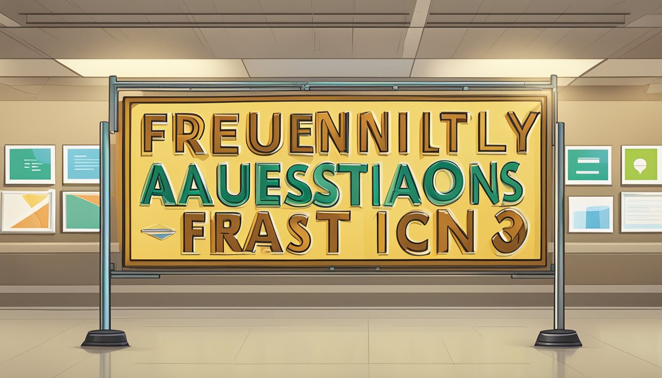 A large sign reading "Frequently Asked Questions 1331 Significado" stands against a bright, clean background