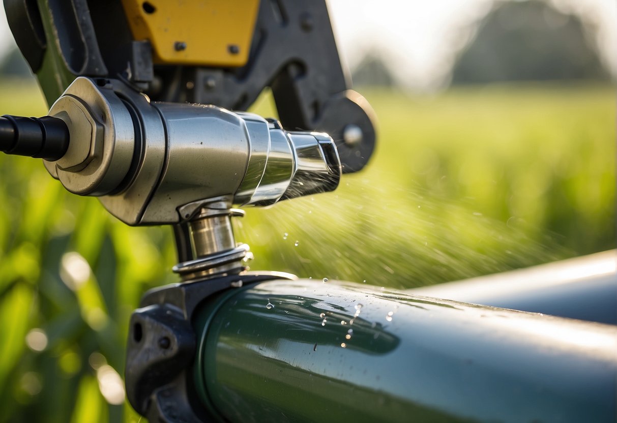 A boomless spray nozzle being mounted onto a piece of agricultural equipment