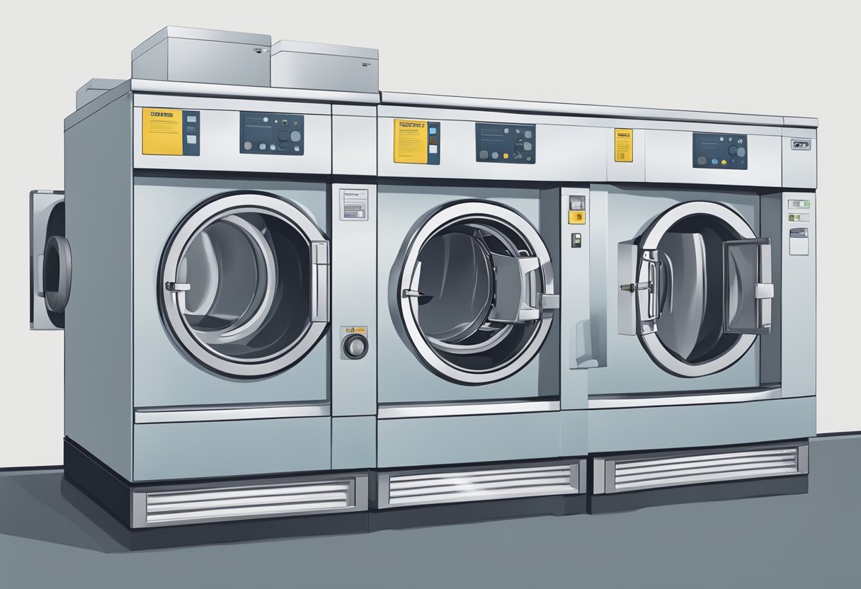 Industrial washing machine being operated and maintained