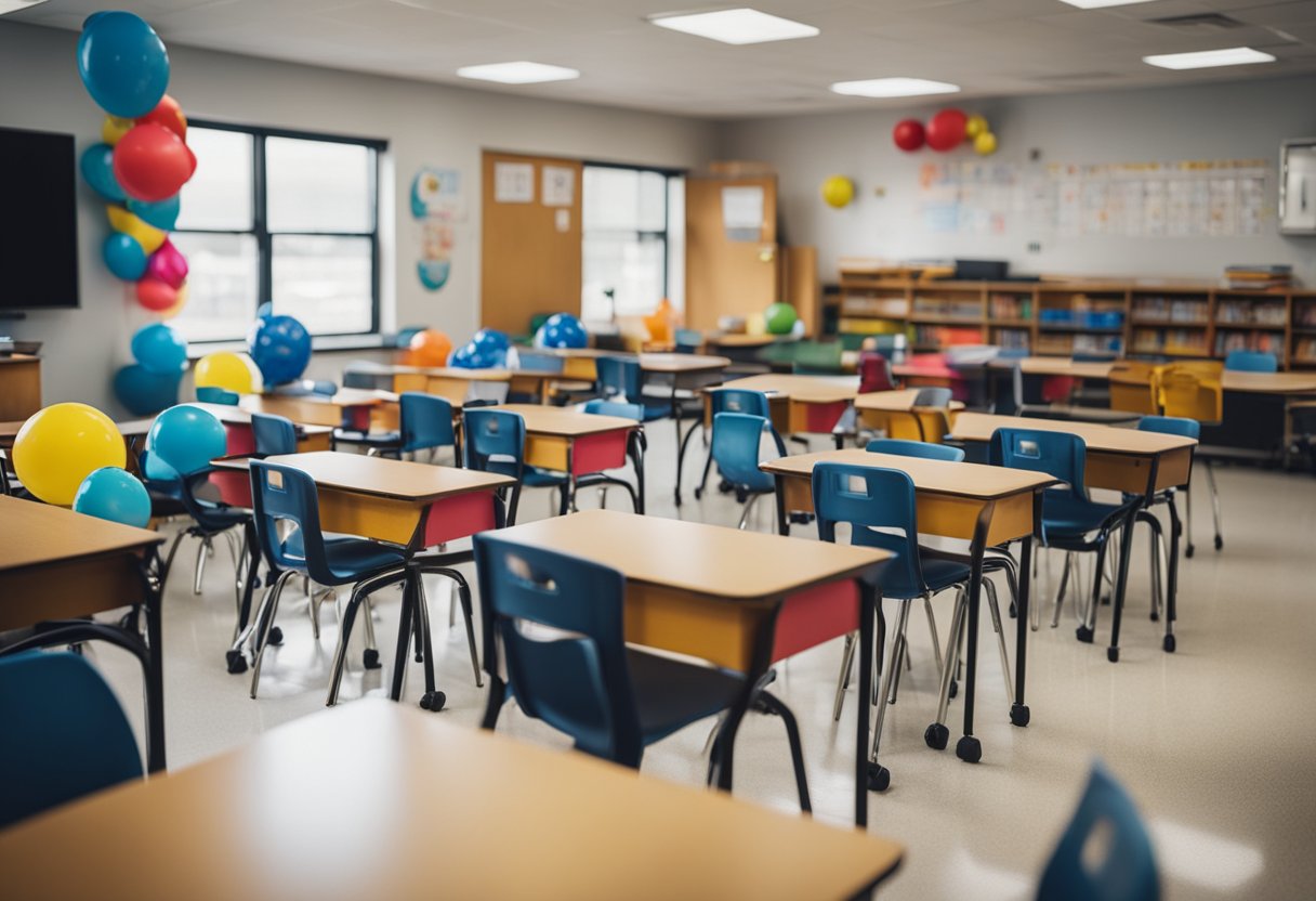 A classroom filled with eager students, colorful decorations, and a welcoming teacher ready to start the new school year with 10 exciting lesson plans