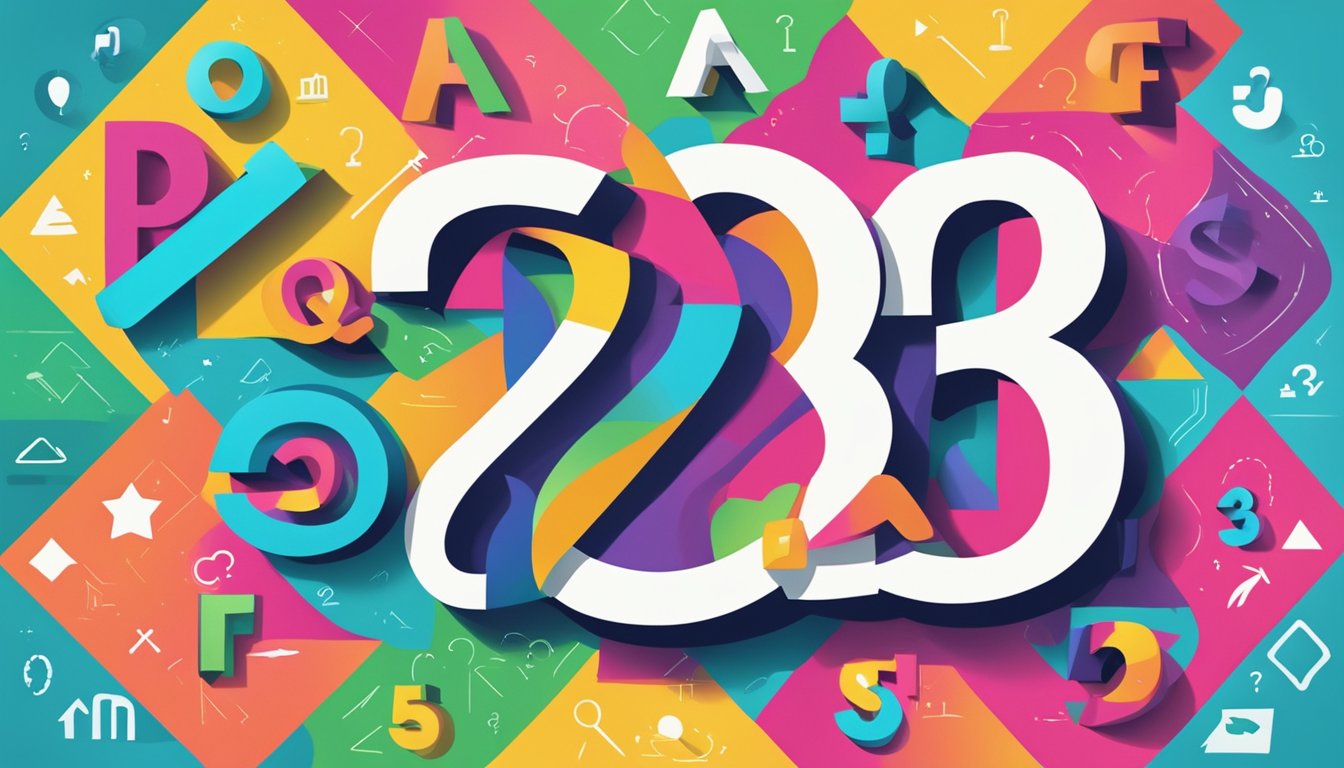 A large sign with "Frequently Asked Questions 5252 Significado" in bold letters, surrounded by question marks and symbols, against a colorful background