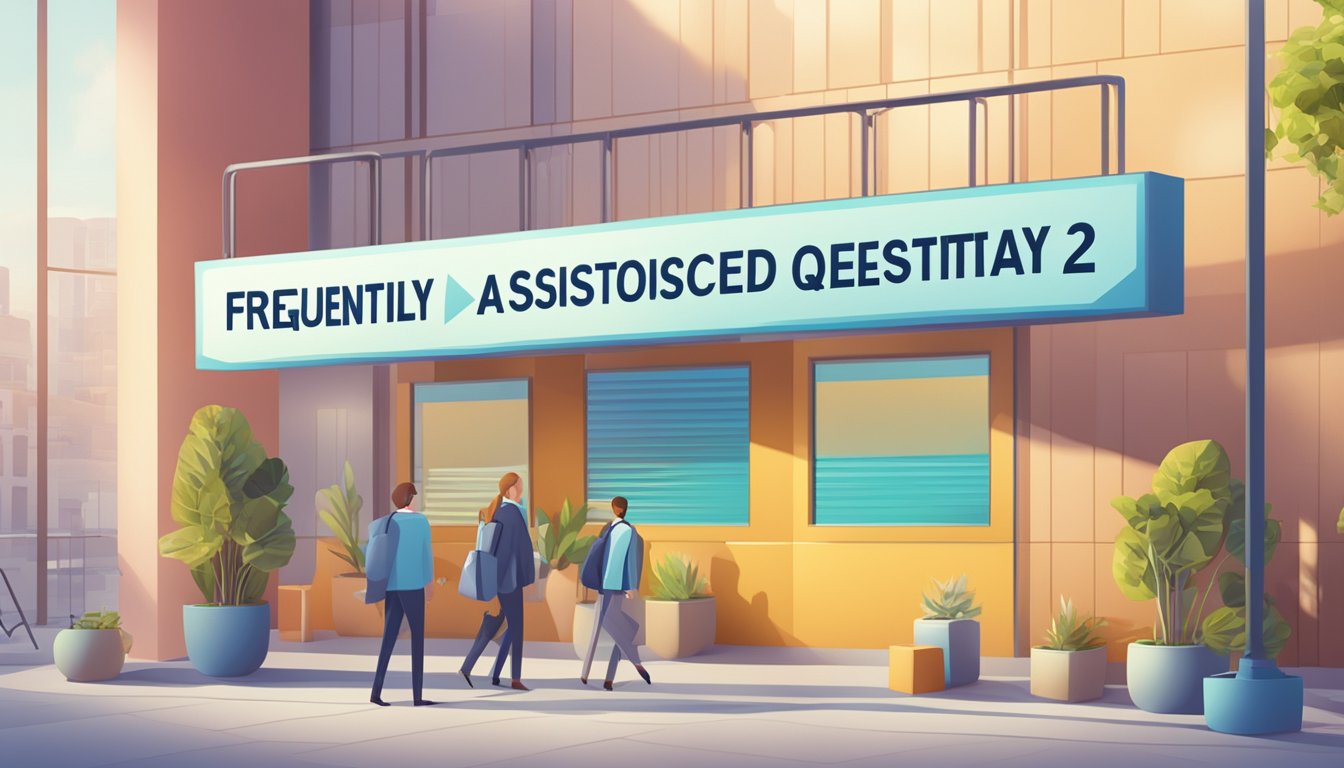 A large sign reading "Frequently Asked Questions 224 Significado" stands against a bright, clean background