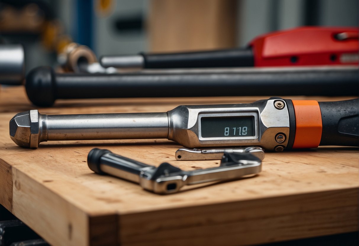 A breaker bar and torque wrench lay side by side on a workbench, showcasing their differences in cost and durability