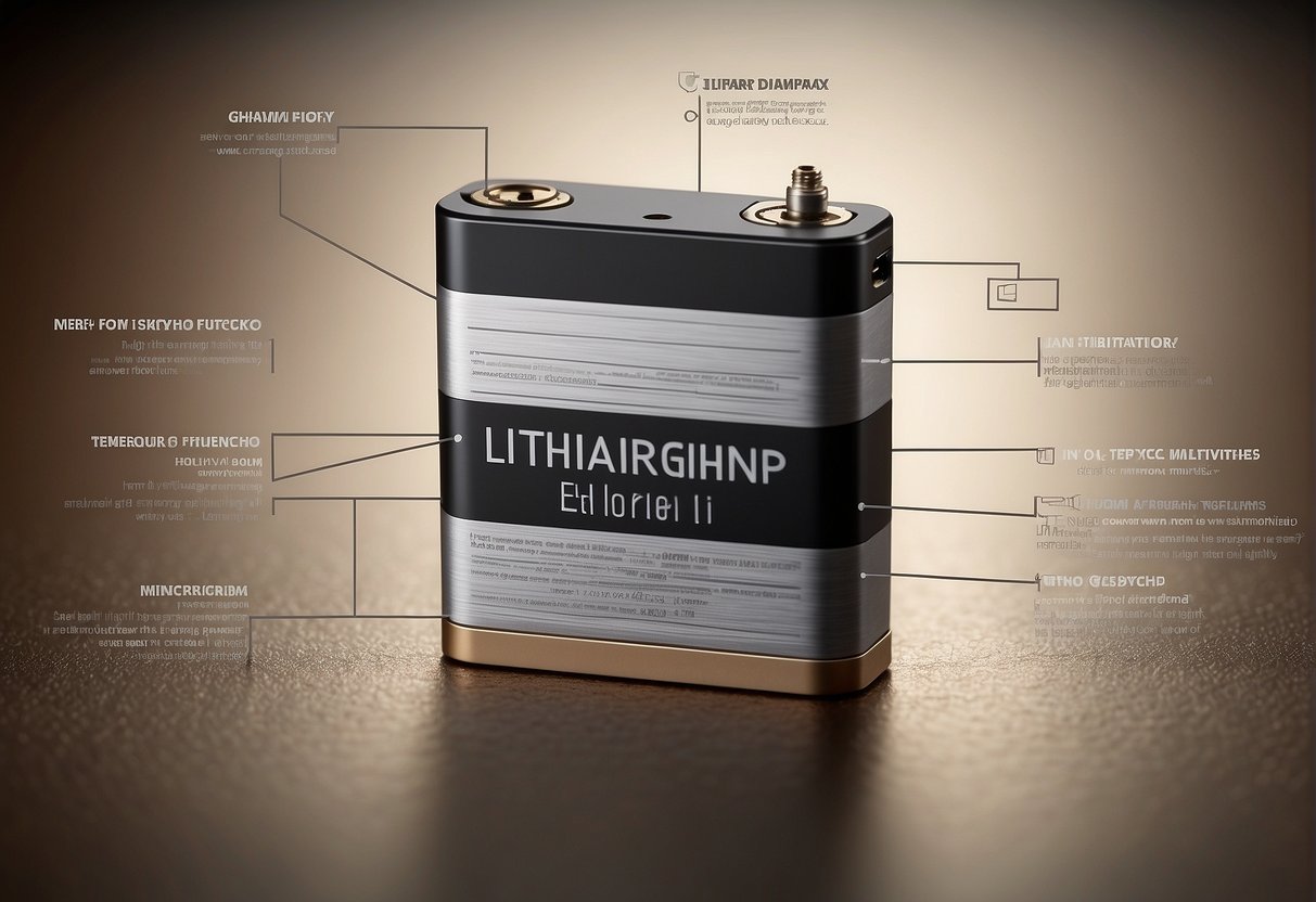 A comparison of graphene battery and lithium, with labeled diagrams and key points