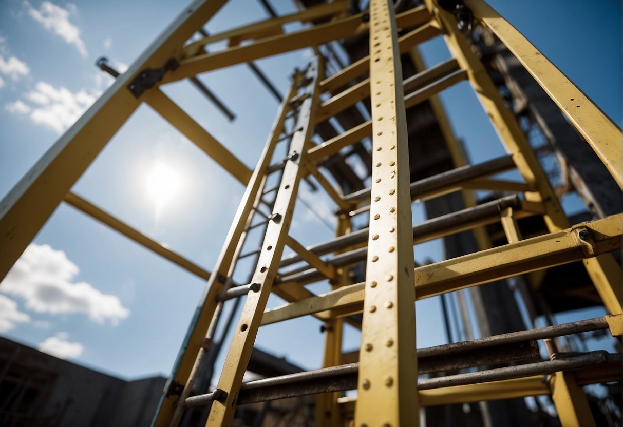 Werner ladder stands tall, challenging the sturdy Gorilla ladder in a construction site